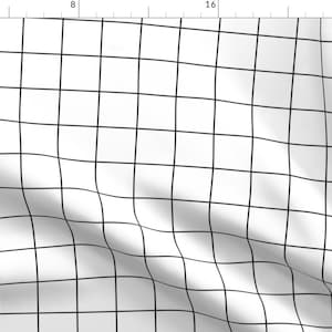 Grid Fabric - Black And White Windowpane Grid 2&quot; Square Check Graph By Misstiina - Black Grid Cotton Fabric By The Yard With Spoonflower