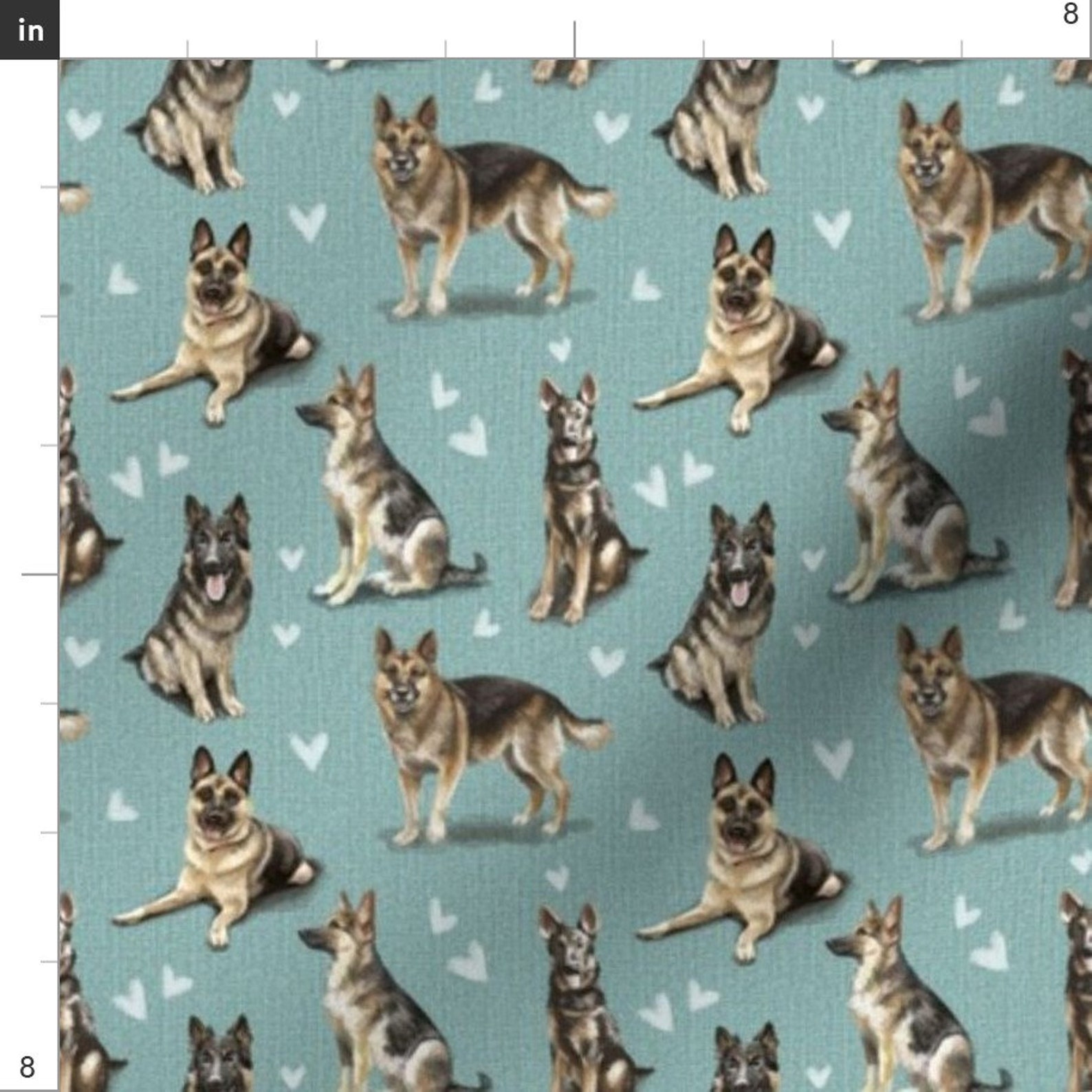 German Shepherd Fabric German Shepherd Dog Teal by Etsy UK
