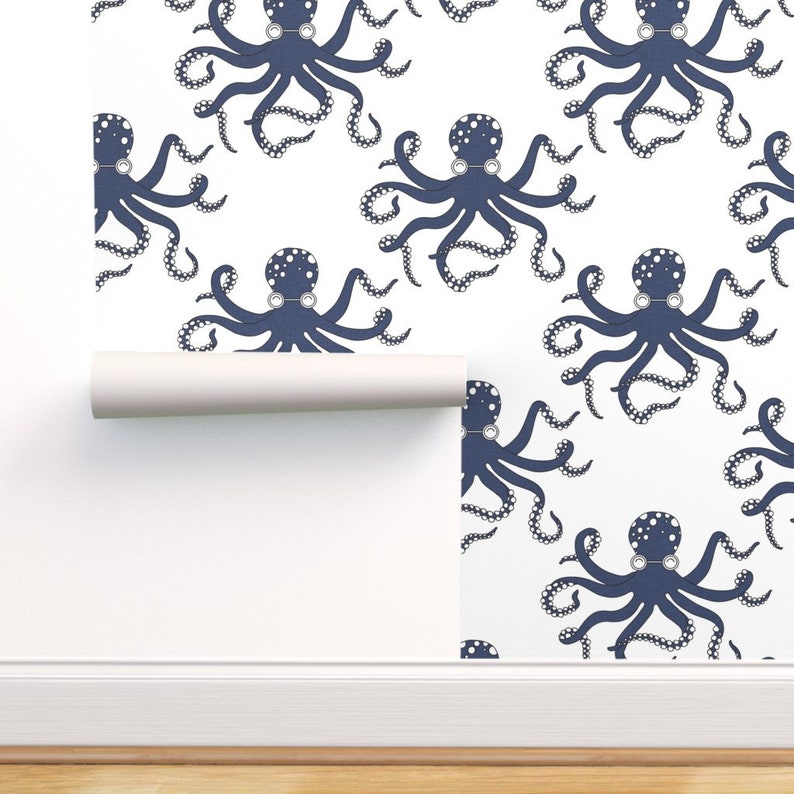 Octopus Wallpaper Delft Octopus by Holli Zollinger Marine | Etsy