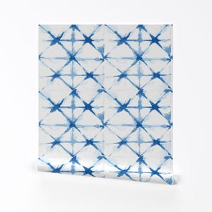 Shibori Wallpaper - Blue Shibori By Tasiania - Royal Blue White Tie Dye Hippy Trending Removable Self Adhesive Wallpaper Roll by Spoonflower