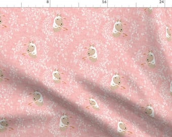 Pony Fabric - Pony Meadow (Pink) By Nouveau Bohemian - Pony Wild Horse Pink Equestrian Boho Girls Cotton Fabric By The Yard With Spoonflower