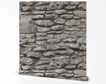 Stone Wallpaper - Stone Textured Walled By Peacoquettedesigns - Stone Custom Printed Removable Self Adhesive Wallpaper Roll by Spoonflower