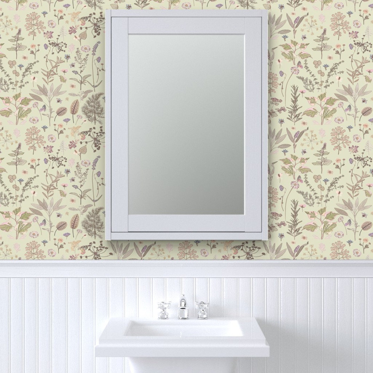 Sage Green Wallpaper Cottagecore Kitchen by Mypetalpress Etsy