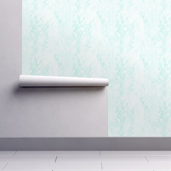 Blue Marble Wallpaper Marble Mint White By Kimsa Marble Etsy