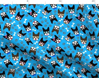 Dog Fabric - Dog Boston Terrier Lover Funny Retro Dogs By Khaus - Dog Cotton Fabric By The Yard With Spoonflower