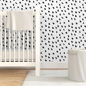 Spots Wallpaper Large Painted Black Dot White By Weegallery Neutral Custom Printed Removable Self Adhesive Wallpaper Roll by Spoonflower image 6