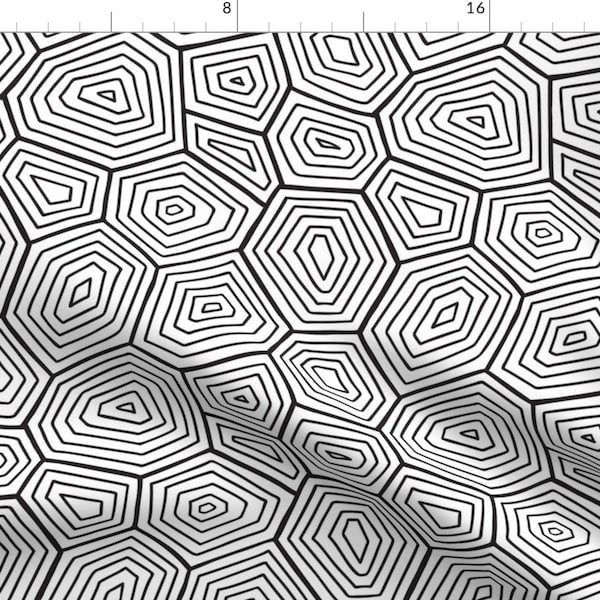 Abstract Fabric - Outlines Turtle Shell By Boyusya - Black and White Geometric Abstract Modern Cotton Fabric By The Yard With Spoonflower