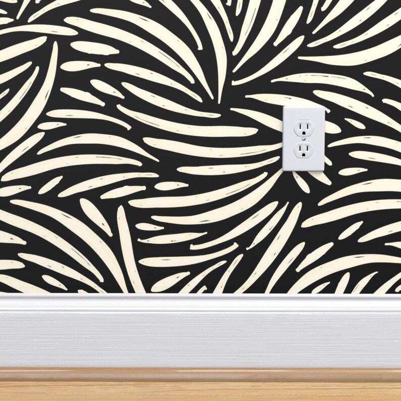 African Inspired Wallpaper Black and Ivory Boho Safari by Etsy