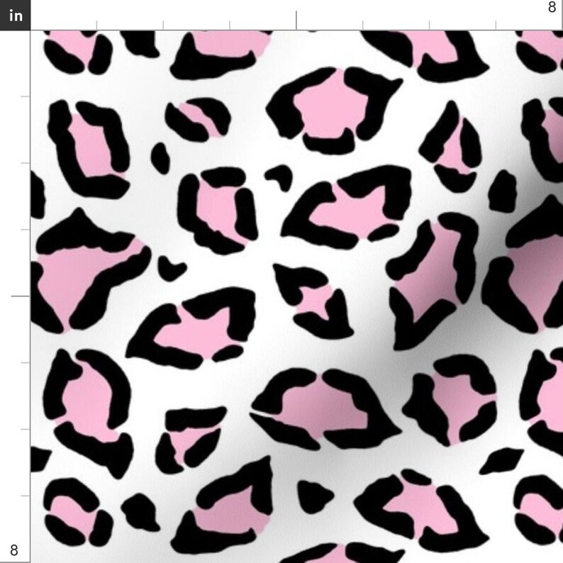 Pink Leopard Print Fabric Leopard Pastel Pink On White By | Etsy