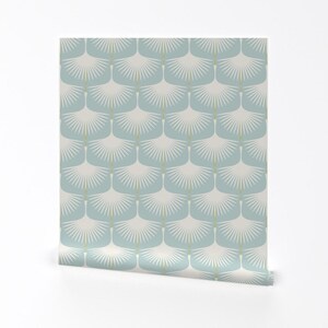 Art Deco Wallpaper - Art Deco Swans By Katerhees - Pastel Light Blue White Birds 1920 Removable Self Adhesive Wallpaper Roll by Spoonflower image 2