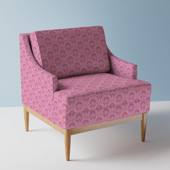 Pink Upholstery Fabric- Modern Pink Abstract Scallop by