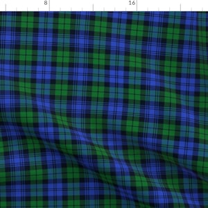 Campbell Fabric - Campbell Tartan By Weavingmajor - Campbell Tartan Plaid Checked Green Blue Cotton Fabric By The Yard With Spoonflower