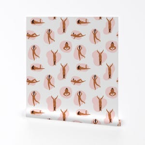 Papel pintado de chica - Fiesta desnuda de Tasiania - Ilustración de piel de chica desnuda, rollo de papel pintado autoadhesivo removible con impresión personalizada de Spoonflower
