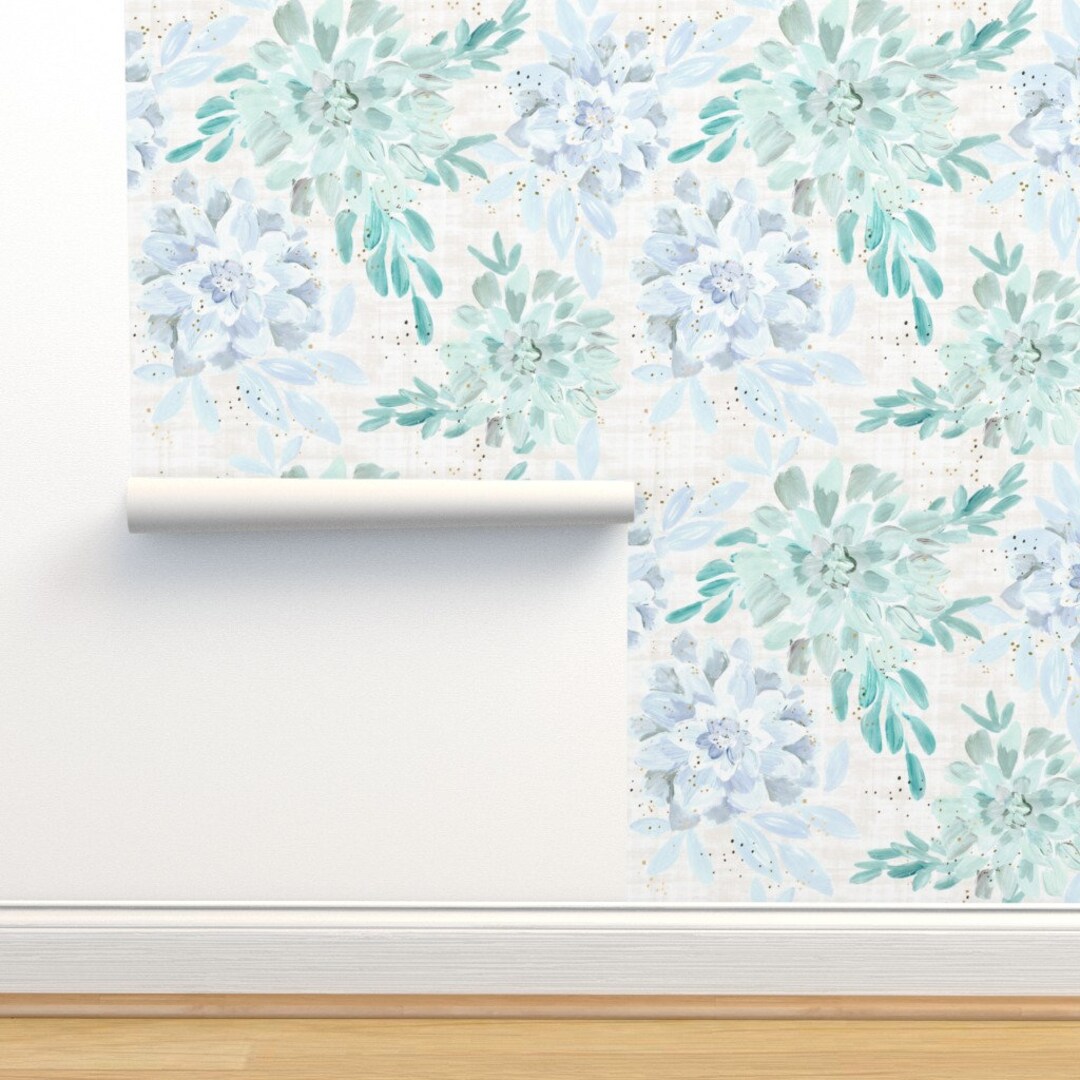 Succulent Wallpaper succulent Rosettes Cool Pastels by - Etsy