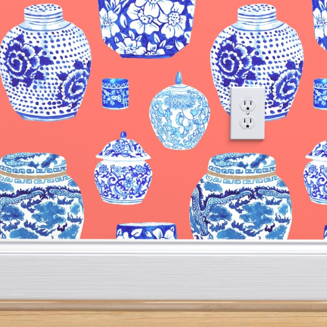 Ginger Jar Wallpaper Chinoiserie by Yesterdaycollection | Etsy