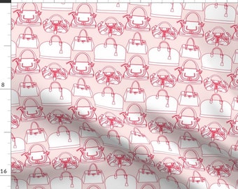 Pink Purse Fabric - Handbags Pink And Red By Curious Nook - Modern Novelty Purses on Pink Cotton Fabric By The Yard With Spoonflower