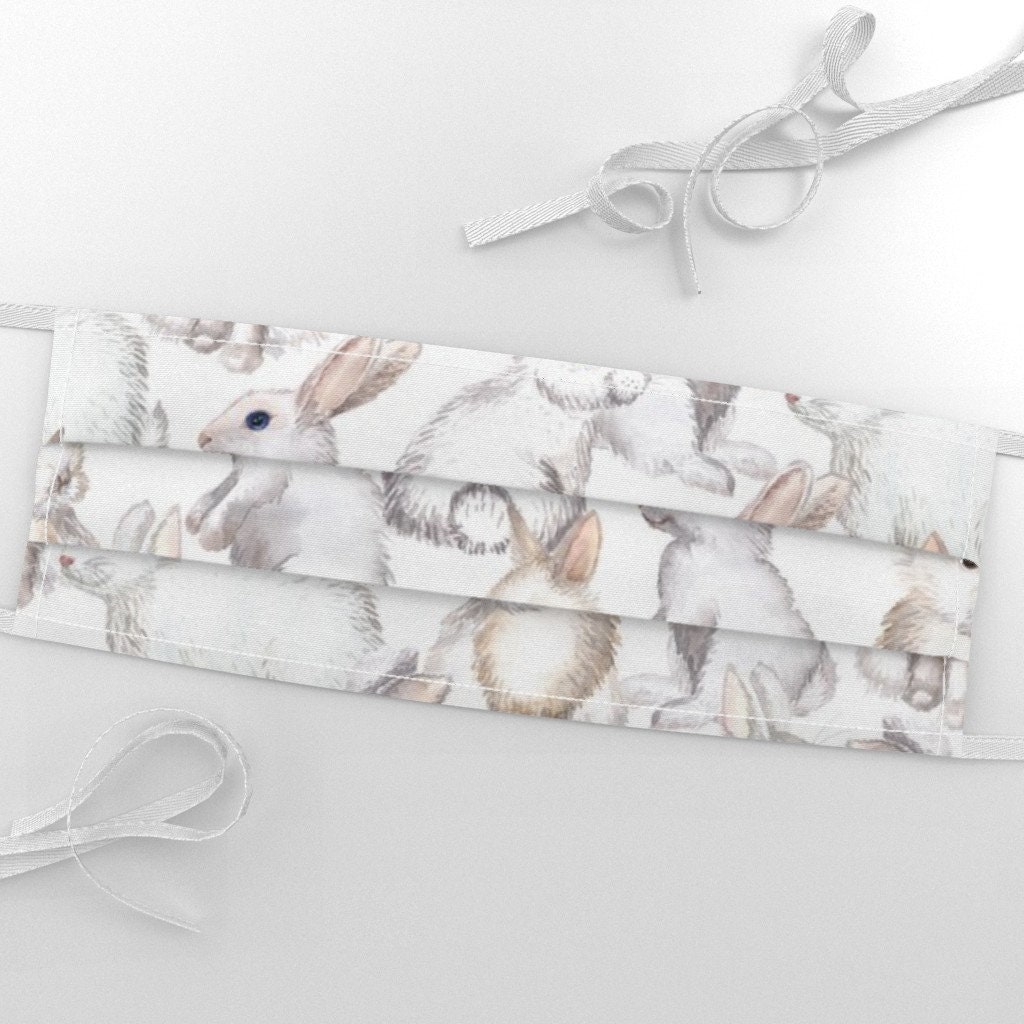 Watercolor White Rabbit Fabric White Rabbits by Svetlana - Etsy