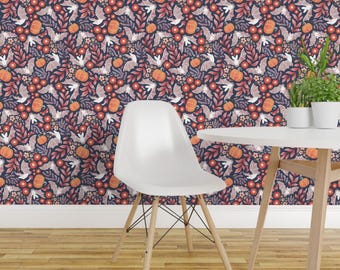 Halloween Bats Peel and Stick Wallpaper - Cute Halloween Whimsical - Removable Wall Decor Art - Cottagecore Halloween Pastel Toss by adenaj