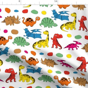 Dinosaur Fabric - Dino Parade By Vannina - Dinosaurs Rainbow Children&#39;s Baby Nursery Cotton Fabric By The Yard With Spoonflower
