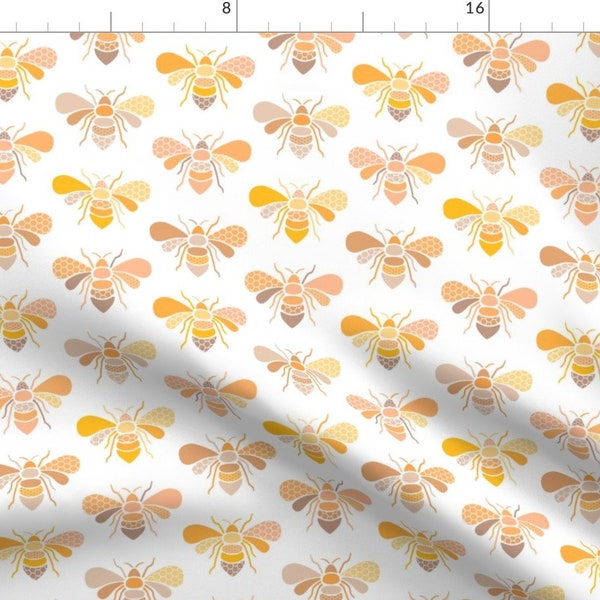 Bee Fabric - Bees By Heleenvanbuul - Modern Bumble Bee Honey Home Decor Cotton Fabric By The Yard With Spoonflower