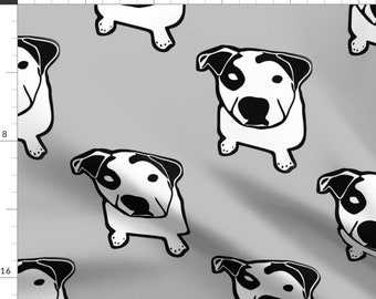 Bull Dog Fabric - Pit Bull T-Bone Graphic By Hisruinphotography - Bull Dog Breed Black White Gray Cotton Fabric By The Yard With Spoonflower