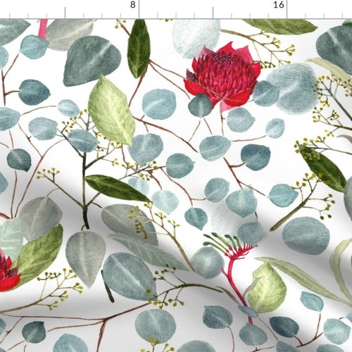 Australian Flora Branches Watercolor Fabric Australian Flora Etsy