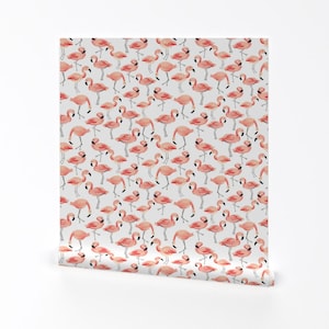 Flamingo Wallpaper - Flamingo Party (Small) By Shelbyallison - Flamingo Custom Printed Removable Self Adhesive Wallpaper Roll by Spoonflower