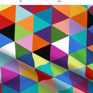 Geometric Fabric - Colorful Geometric Triangle Cheater Quilt Pattern By Joycekuan - Geometric Cotton Fabric By The Yard With Spoonflower