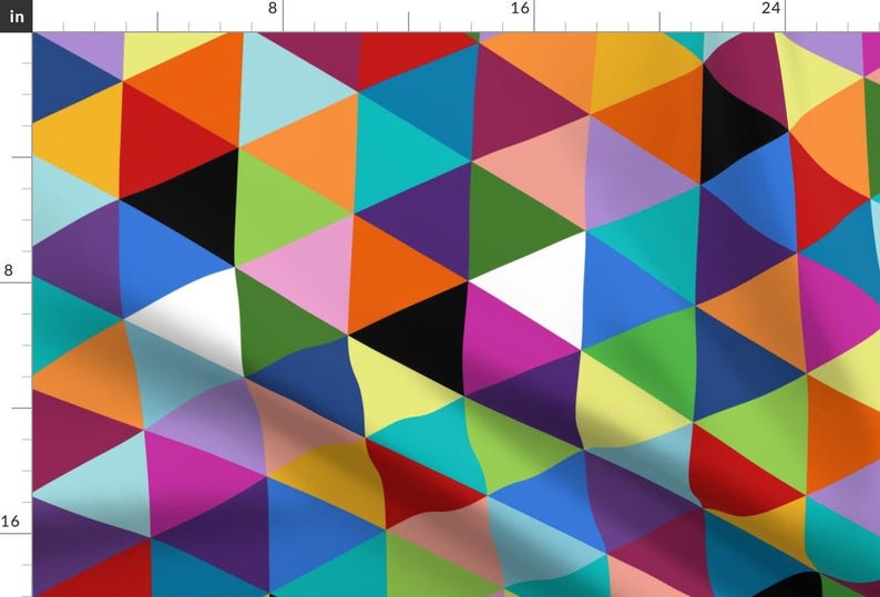 Geometric Fabric - Colorful Geometric Triangle Cheater Quilt Pattern By Joycekuan - Geometric Cotton Fabric By The Yard With Spoonflower image 1