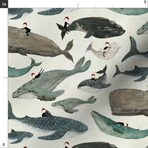 Whale Rider Fabric - The Whale Rider {Small} By Katherine Quinn - Whale Rider Children Watercolor Cotton Fabric By The Yard With Spoonflower image 3