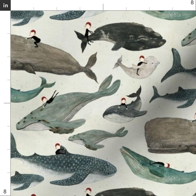 Whale Rider Fabric - The Whale Rider {Small} By Katherine Quinn - Whale Rider Children Watercolor Cotton Fabric By The Yard With Spoonflower image 3