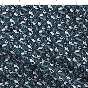 Tiny Scale Mermaids Fabric - Mermaid Ocean Micro Mermaids By Adenaj - Teal Ocean Mask Scale Print Cotton Fabric By The Yard With Spoonflower