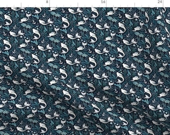 Tiny Scale Mermaids Fabric - Mermaid Ocean Micro Mermaids By Adenaj - Teal Ocean Mask Scale Print Cotton Fabric By The Yard With Spoonflower