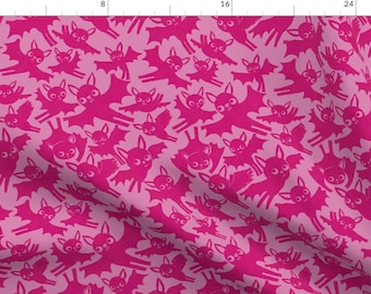 Pink Bats Fabric - Halloween Bats In Poison By Heidikenney - Spooky Halloween Bats Cotton Fabric By The Yard With Spoonflower