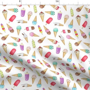 Tela de helados - Helados y paletas de Hazel Fisher Creations - Tela de algodón novedosa de verano con helados cortada a medida con Spoonflower