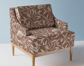 Mocha Upholstery Fabric- Rustic Dot Floral by ashleycelena - Floral Distressed Faded Worn Leaves  Fabric By The Yard With Spoonflower