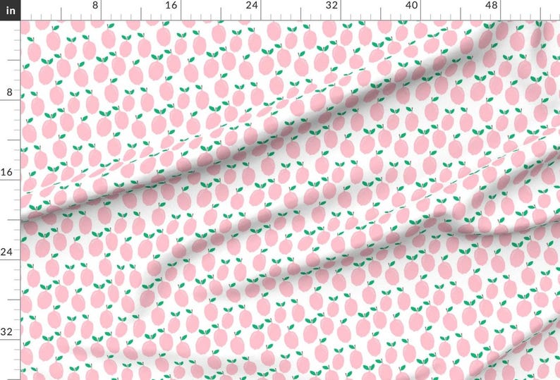 Pink Lemonade Fabric - Pastel Pink Girly Citrus Lemon Print Fabric By Charlotte Winter Pink Lemon Cotton Fabric By The Yard with Spoonflower image 2