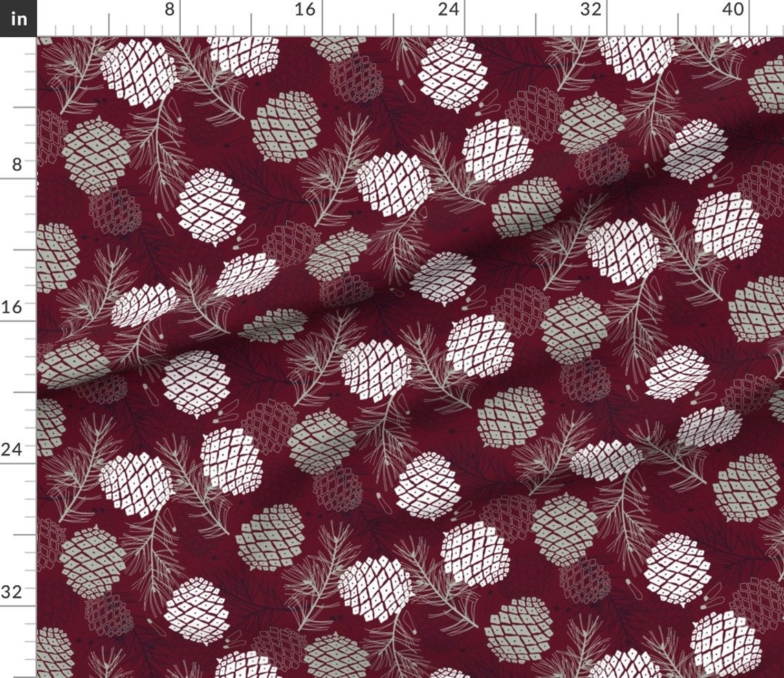 Holiday Pine Cones Fabric Pine Cone Branch and Seed by Etsy