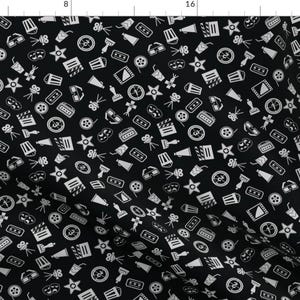 Movie Fabric - That&#39;s Entertainment! Black Gray By Studiofibonacci Film Television Cinema Reel - Cotton Fabric By The Yard With Spoonflower