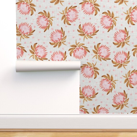 Removable Water-Activated Wallpaper Protea Modern Botanical Floral Dark Grey Removable Water-Activated Wallpaper Protea Modern Botanical Floral Dark Grey