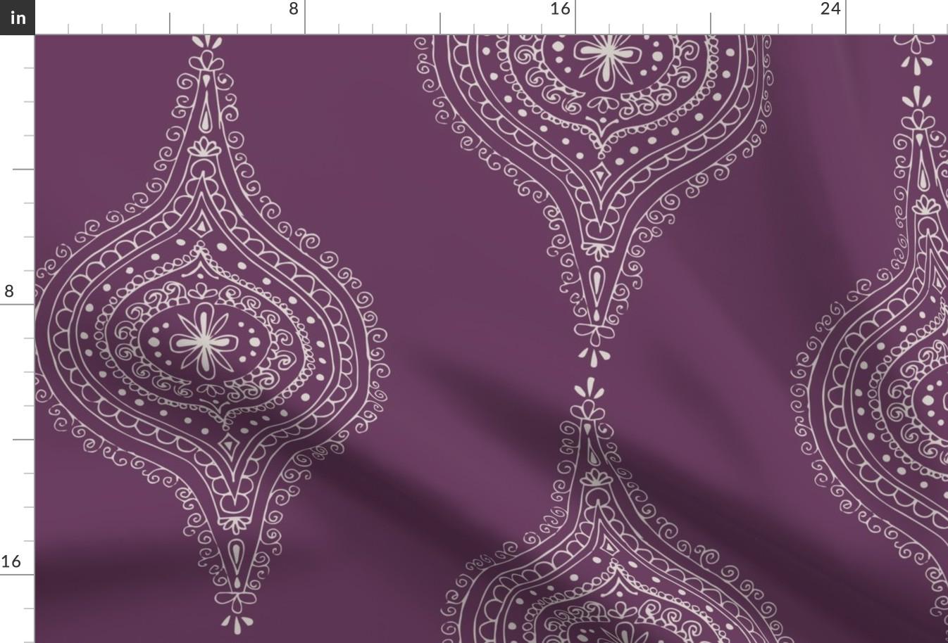 Plum Fabric - Moroccan Plum By Hazelrose - Plum Morrocan Motif White Mandala Home Decor Cotton Fabric By The Yard With Spoonflower