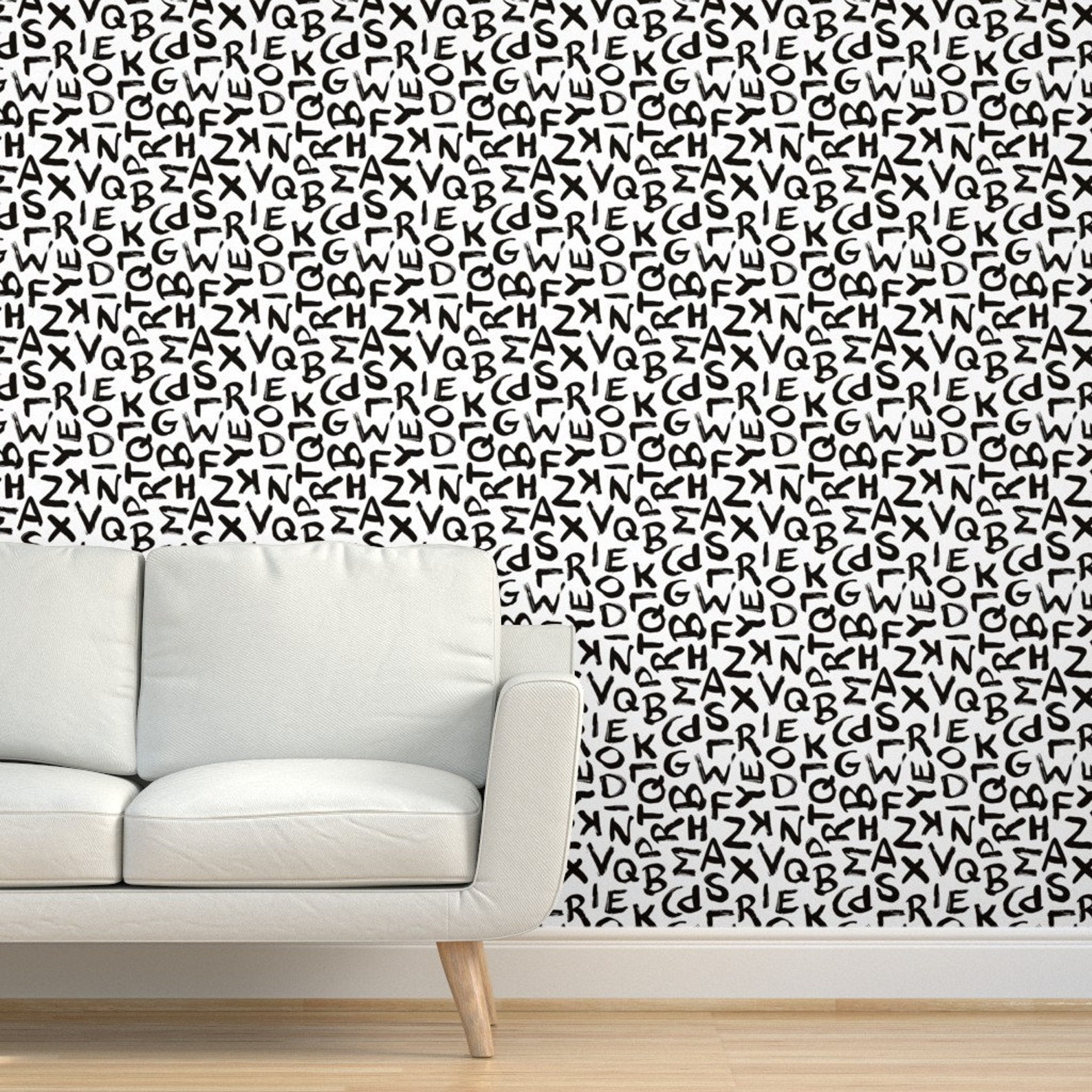 Black and White Wallpaper Alphabet Black White by - Etsy