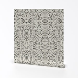 Rustic Boho Removable Peel and Stick Wallpaper - Farmhouse Vintage Geometric  - Wall Art Wall Decor - Zunnia by holli_zollinger