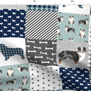 Australian Shepherd Fabric - Australian Shepherd Pet Quilt B Cheater Quilt Floral By Petfriendly- Cotton Fabric By The Yard With Spoonflower