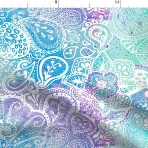 Paisley Fabric - Brighter Tie Dye Doodles On White By Dreamoutloudart - Blue Purple Floral Retro Cotton Fabric By The Yard With Spoonflower