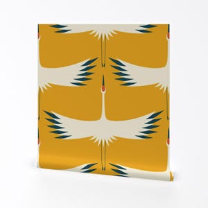 Whooping Crane Wallpaper - Rassenwanderung 24 &quot;Spannweite Sunshine Von Katerhees - Individuell bedruckte entfernbare Tapetenrolle von Spoonflower