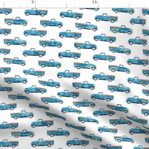 Blue Truck Fabric - Vintage Truck - Watercolor Blue By Littlearrowdesign - Baby Boy Truck Farm Cotton Fabric By The Yard With Spoonflower