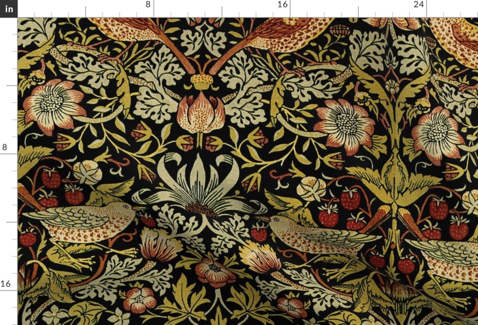 William Morris Upholstery Fabric Strawberry Thief by Etsy