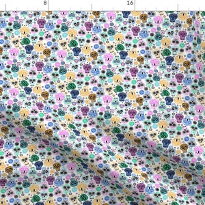 Sugar Skull Fabric - Sugar Skulls 3 Small By Laura May Designs - Colorful Sugar Skull Halloween Cotton Fabric By The Yard With Spoonflower immagine 1