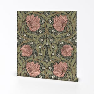 Victorian Floral Removable Peel and Stick Wallpaper - William Morris Antique Vintage Historical - Wall Art Wall Decor - Pimpernel by utart